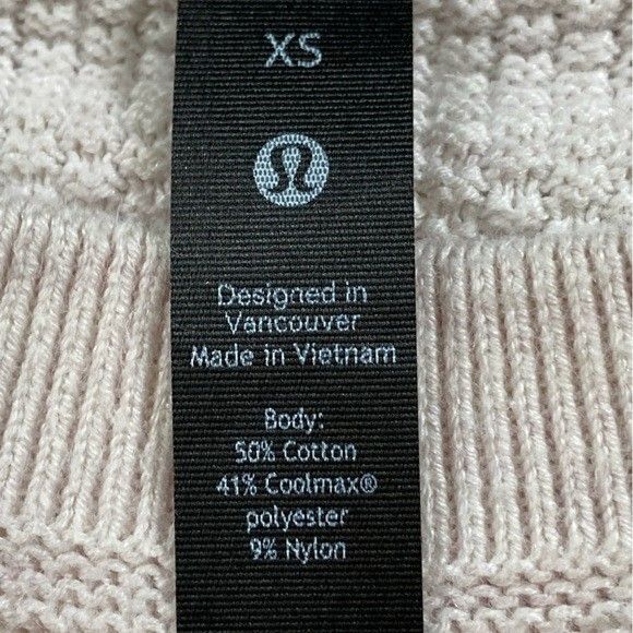 Flaw Lululemon Sweater Womens XS Cream Crew Neck Textured Cotton Blend Pullover - Picture 6 of 11